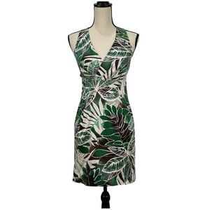 Jones New York Green palm Print Halter Mini Dress Size 4 women’s